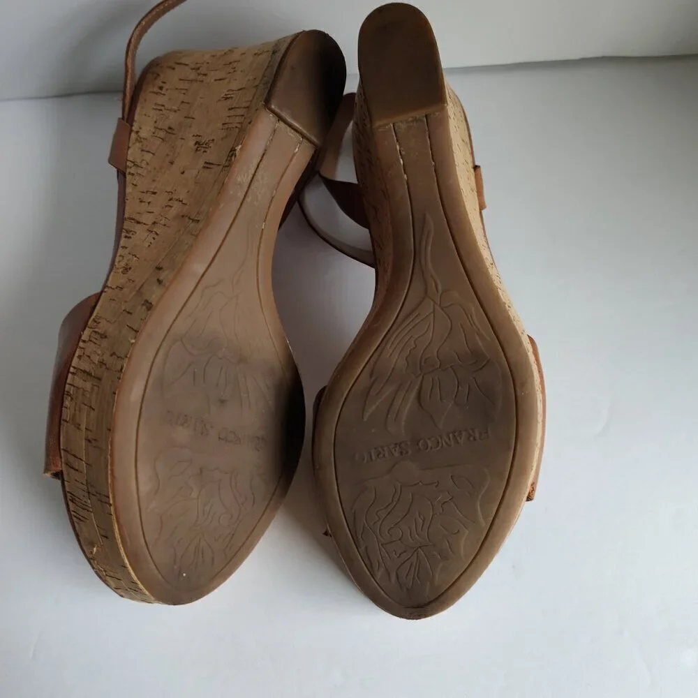Franco Sarto Tan Leather Wedge Sandal